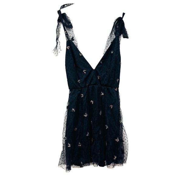 Lucy In The Sky Tia A-Line Dress in Black Butterfly - Picture 2 of 13